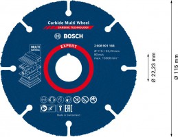 Bosch 2608901188 Bosch Expert Carbide Multi Wheel Cutting Disc 115 x 1 x 22.23mm £13.99